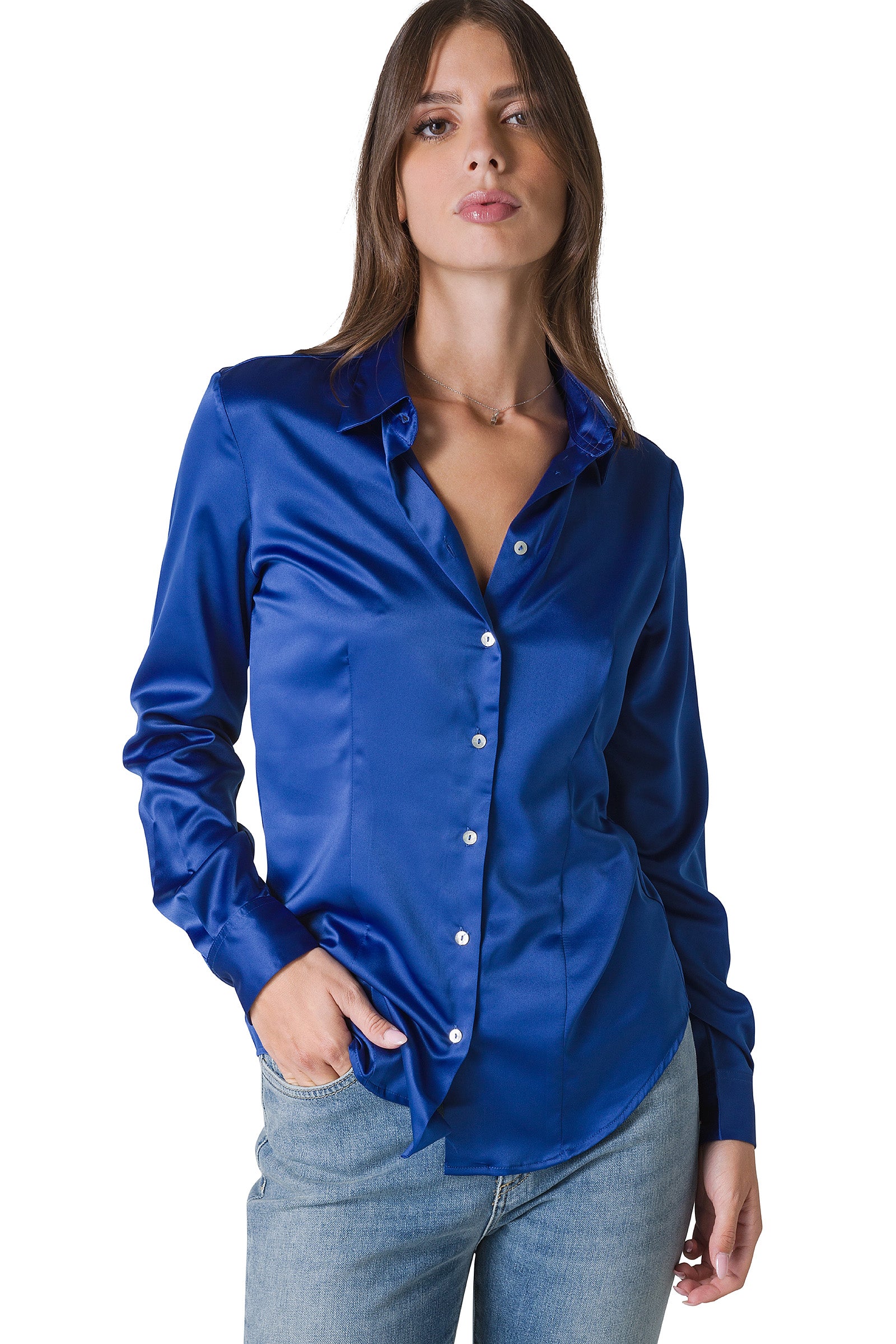 Camicia 2025 raso blu