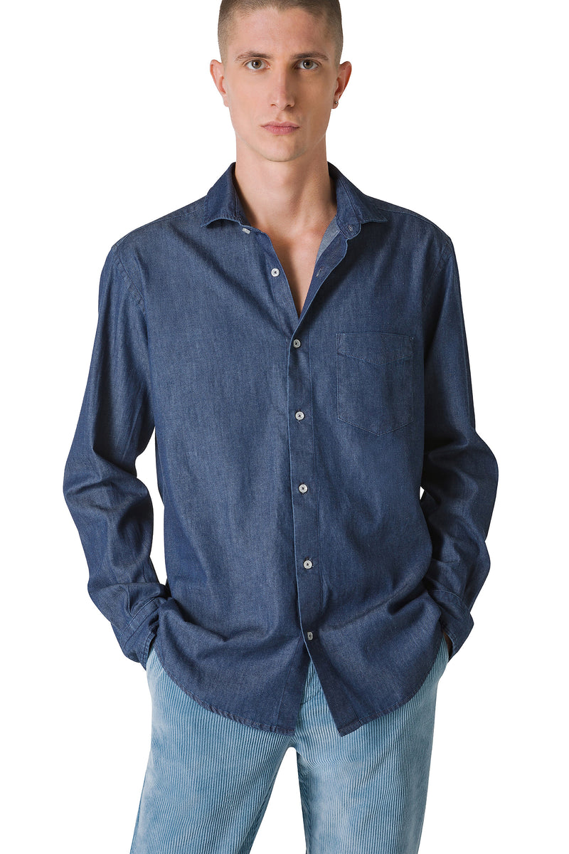 CAMICIA IN DENIM CON TASCHINO