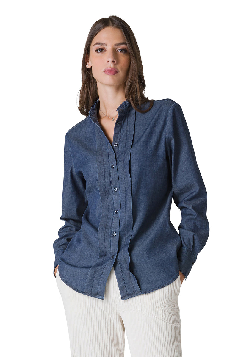 CAMICIA IN DENIM CON ROUCHES