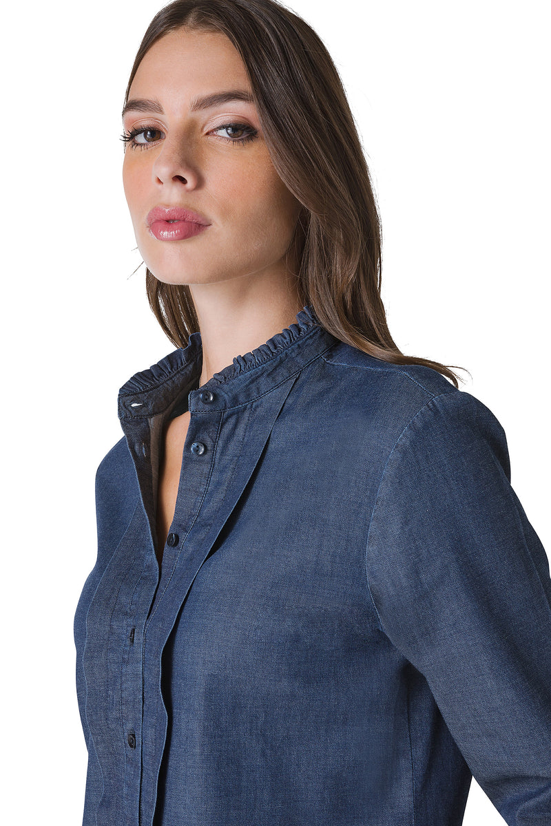 CAMICIA IN DENIM CON ROUCHES