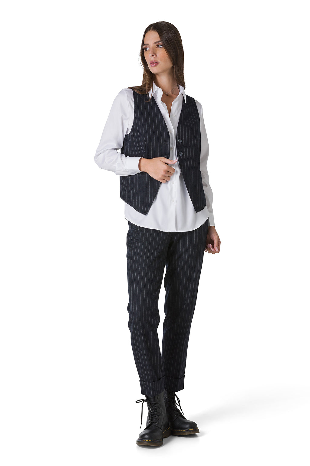 Gilet Donna Camicia Oversize E Gilet Gilet Gessato Camicia E Gilet
