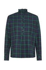 CAMICIA TARTAN COLLO COREANA CON ROUCHES