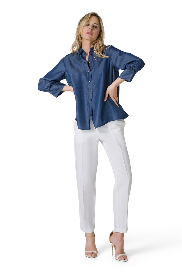 CAMICIA IN DENIM TENCEL LINEA TRAPEZIO