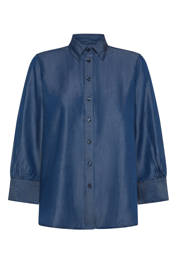 CAMICIA IN DENIM TENCEL LINEA TRAPEZIO