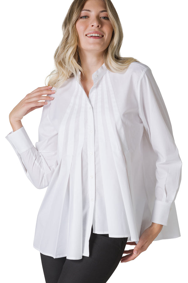 CAMICIA LINEA A TRAPEZIO CON PIEGHE TRASVERSALI