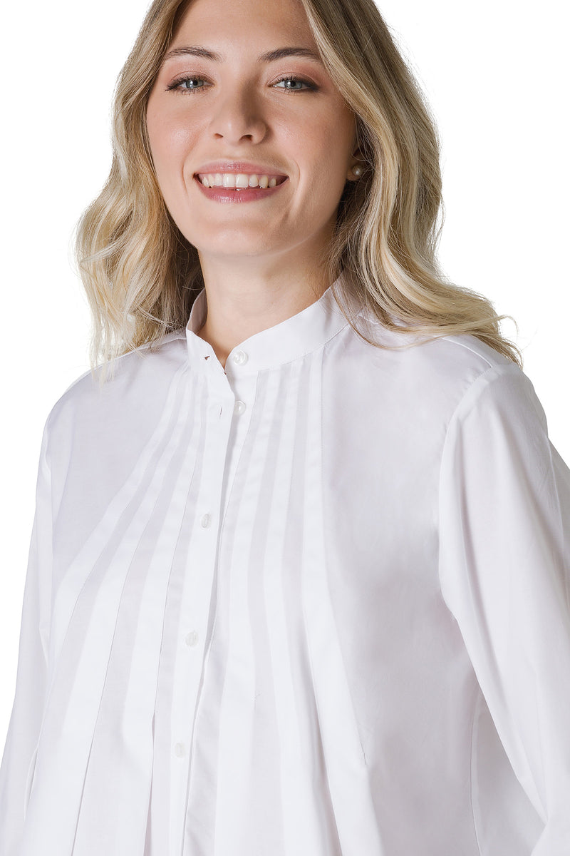 CAMICIA LINEA A TRAPEZIO CON PIEGHE TRASVERSALI