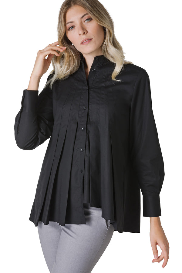 CAMICIA LINEA A TRAPEZIO CON PIEGHE TRASVERSALI