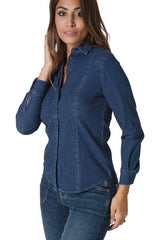 CAMICIA IN DENIM ELASTICIZZATO STONE-WASHED