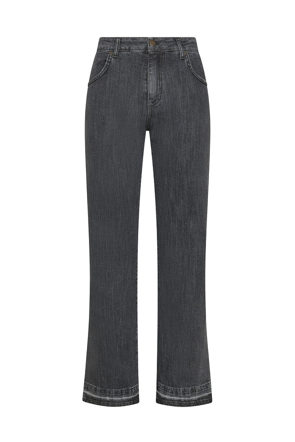 PANTALONE KICK FLARE IN BLACK DENIM