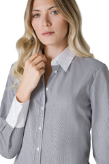 CAMICIA A RIGHE CON POLSI  E COLLO A CONTRASTO