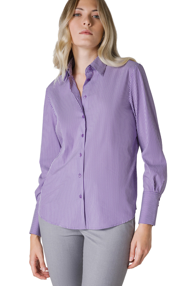 CAMICIA A RIGHE IN TESSUTO ELASTICIZZATO