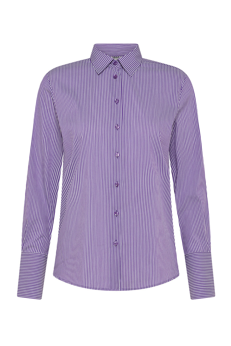 CAMICIA A RIGHE IN TESSUTO ELASTICIZZATO