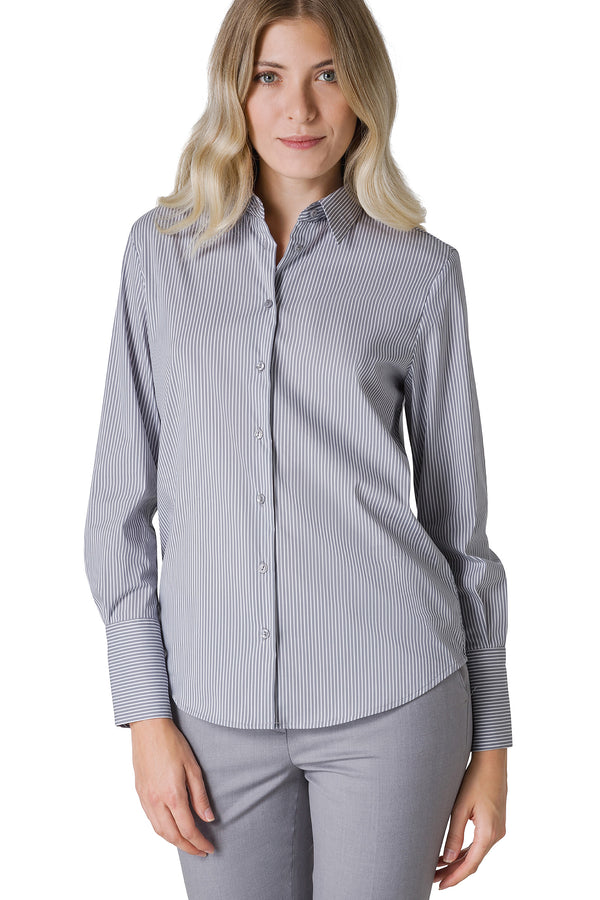 CAMICIA A RIGHE IN TESSUTO ELASTICIZZATO