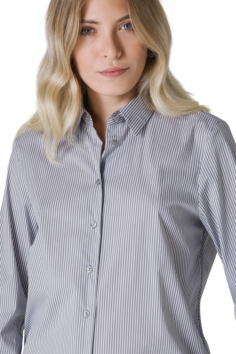 CAMICIA A RIGHE IN TESSUTO ELASTICIZZATO