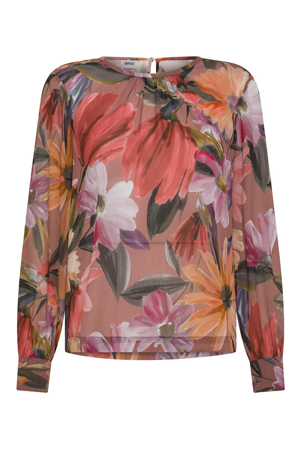 BLUSA STAMPA FIORE SPENNELLATO