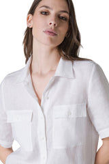 CAMICIA IN PURO LINO CON TASCHE APPLICATE