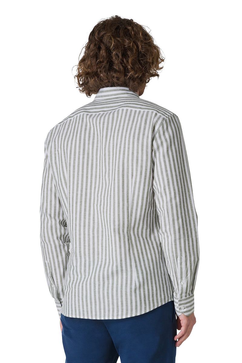 CAMICIA RIGA LINO/COTONE TINTO FILO