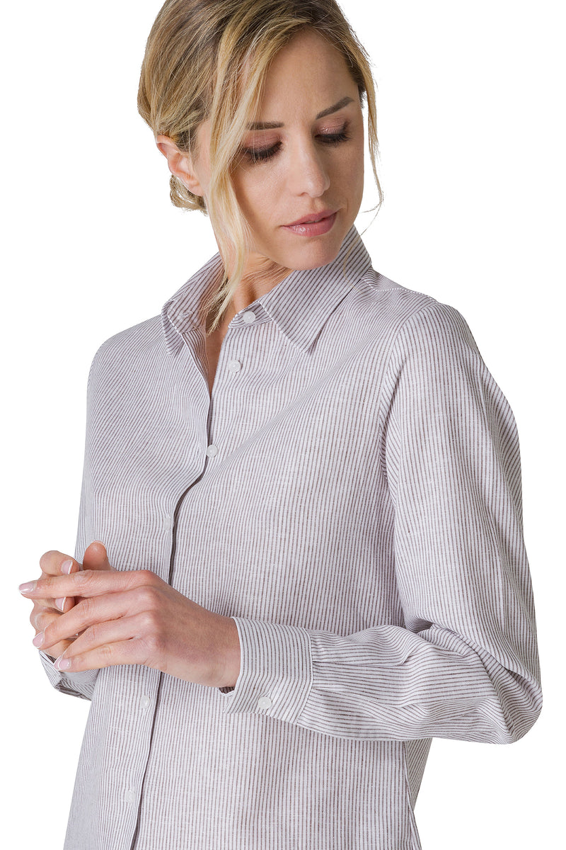 CAMICIA IN MISTO LINO MILLE-RIGHE