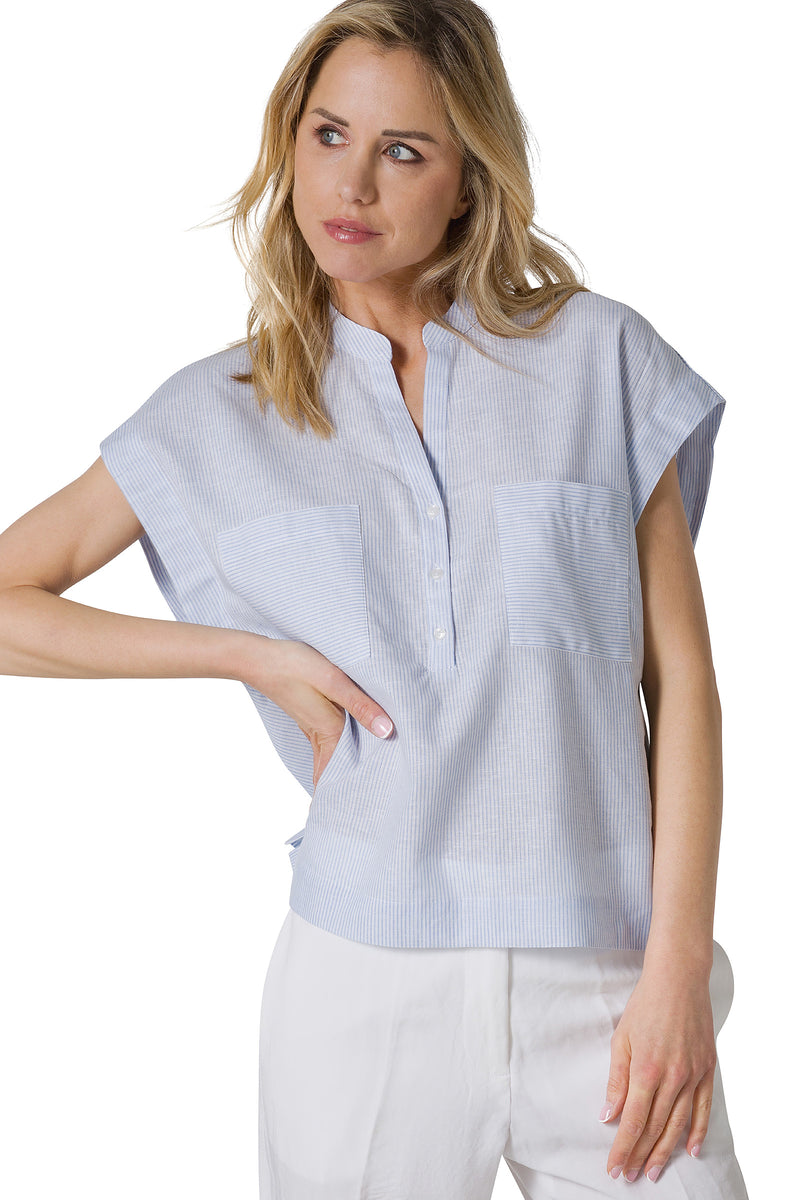 BLUSA IN MISTO LINO MILLE RIGHE