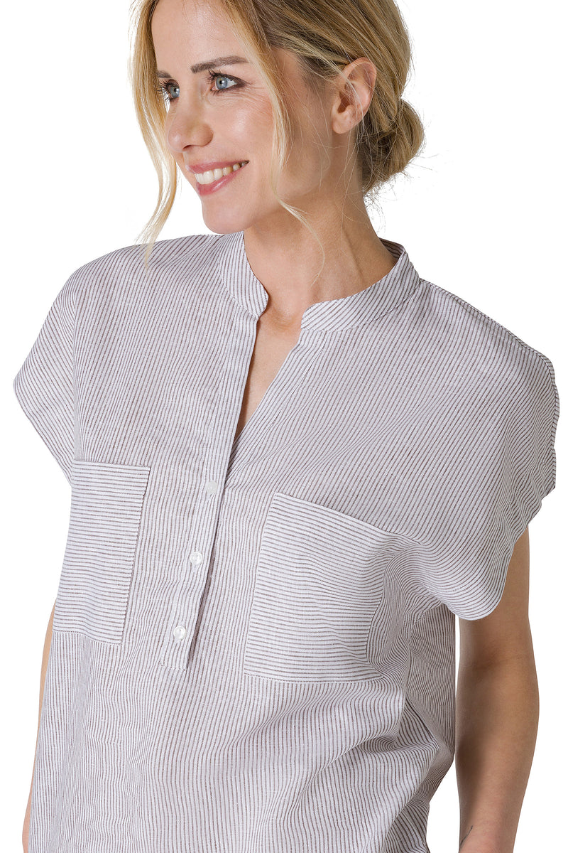 BLUSA IN MISTO LINO MILLE RIGHE