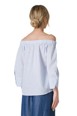 CAMICIA IN MISTO LINO OFF-SHOULDER