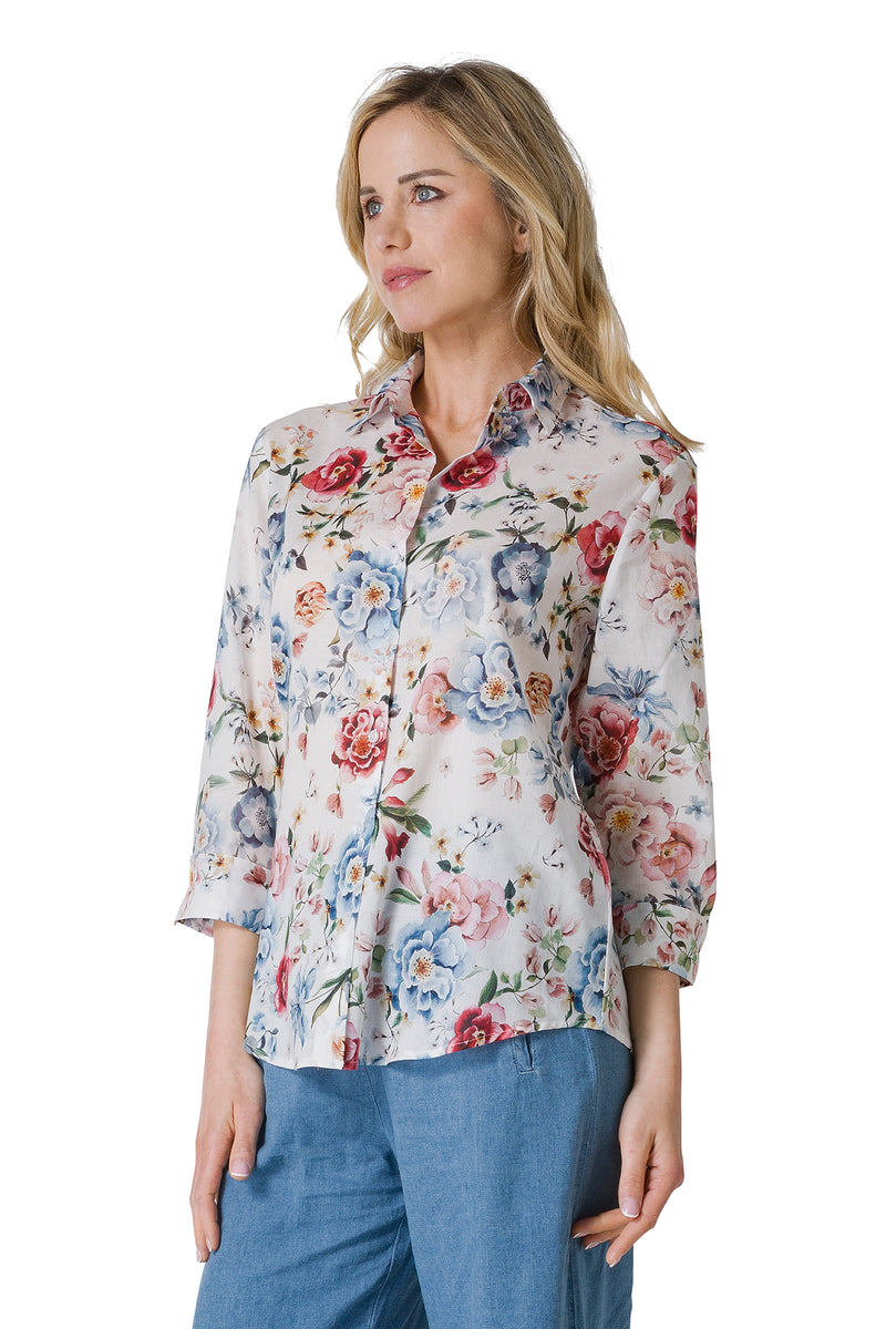 CAMICIA STAMPA FLOREALE MANICHE A 3/4