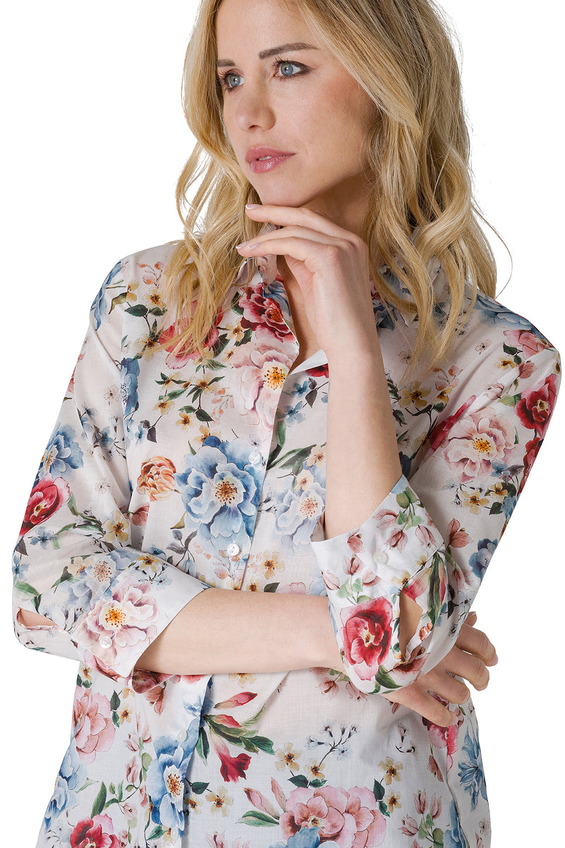 CAMICIA STAMPA FLOREALE MANICHE A 3/4