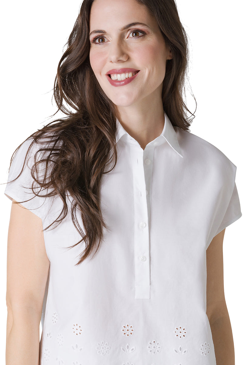 BLUSA IN POPELINE RICAMATO A SANGALLO SUL FONDO – And Camicie