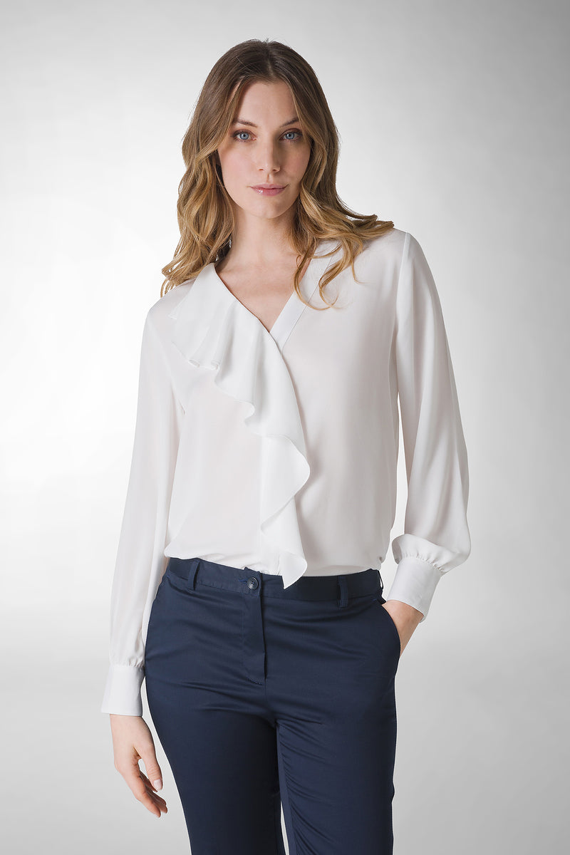 CAMICIA CON VOLANT ASIMMETRICO