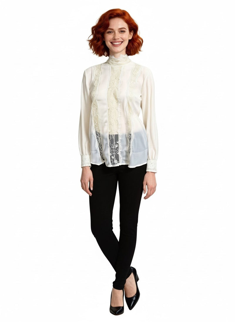 CAMICIA CON INSERTI IN PIZZO DAVANTI