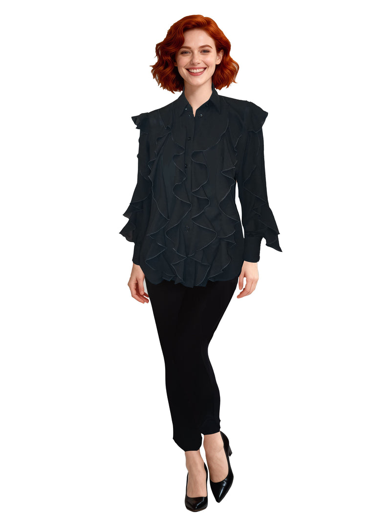 CAMICIA  CON  VOLANT SU DAVANTI