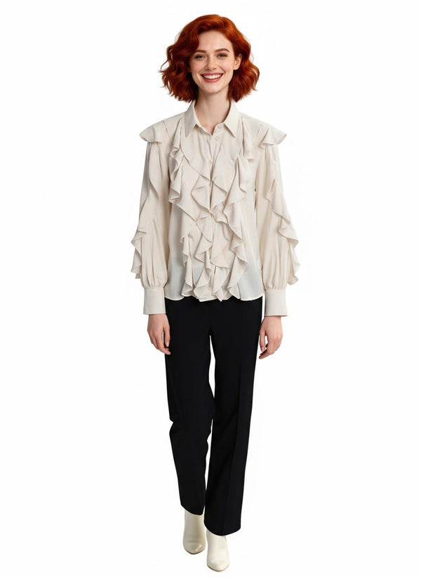 CAMICIA  CON  VOLANT SU DAVANTI