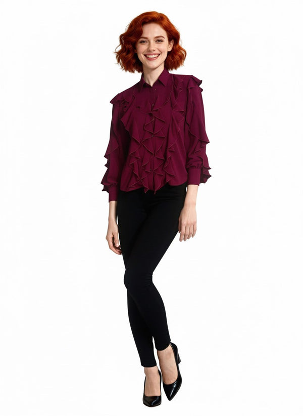 CAMICIA  CON  VOLANT SU DAVANTI