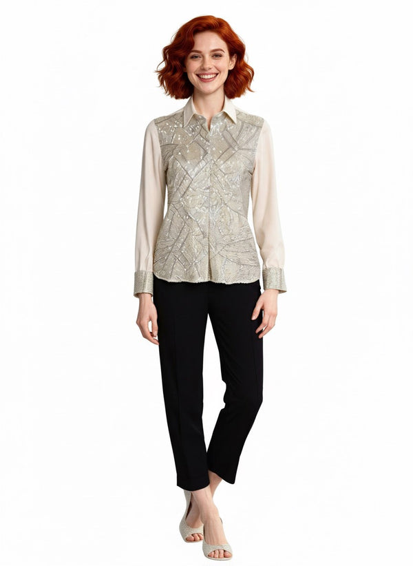 CAMICIA DAVANTI E POLSI  CON PAILLETTES