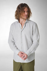 CAMICIA A RIGHE IN LINO/COTONE