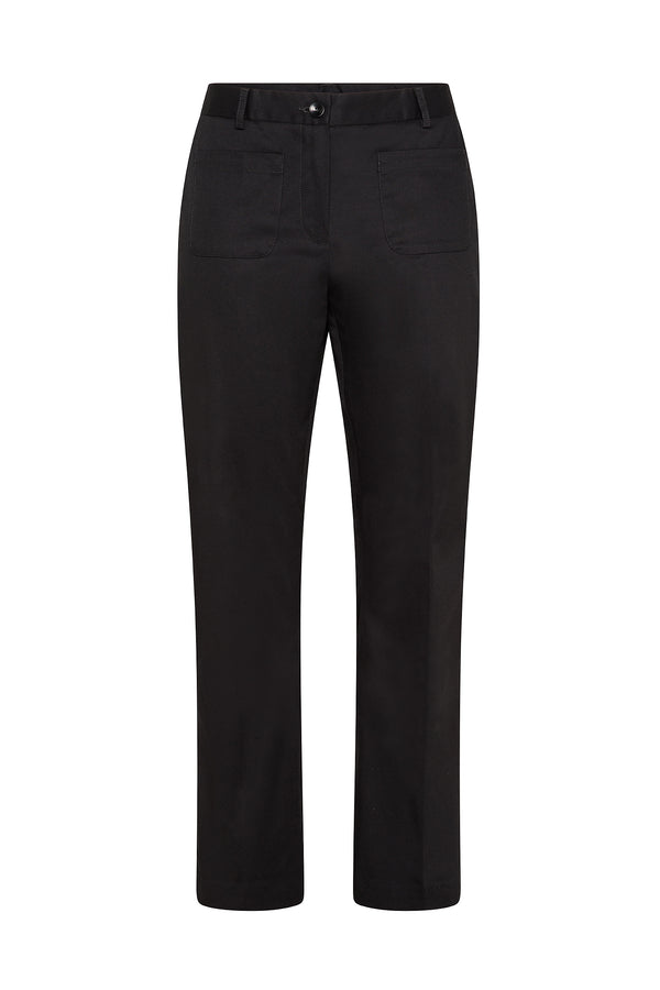 PANTALONE A ZAMPA CON TASCHE APPLICATE