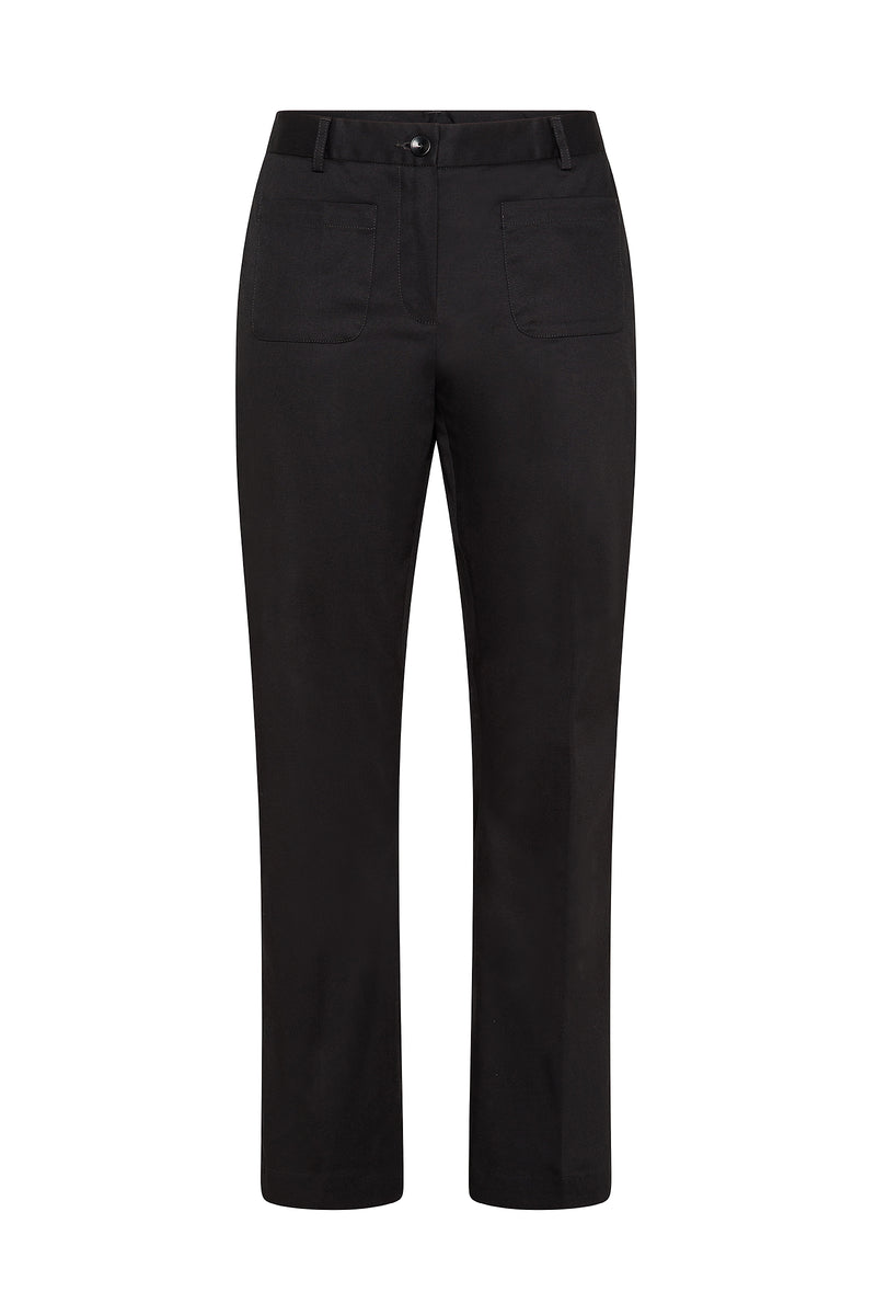 PANTALONE A ZAMPA CON TASCHE APPLICATE