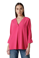 BLUSA IN MISTO SETA TINTA UNITA