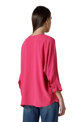 BLUSA IN MISTO SETA TINTA UNITA