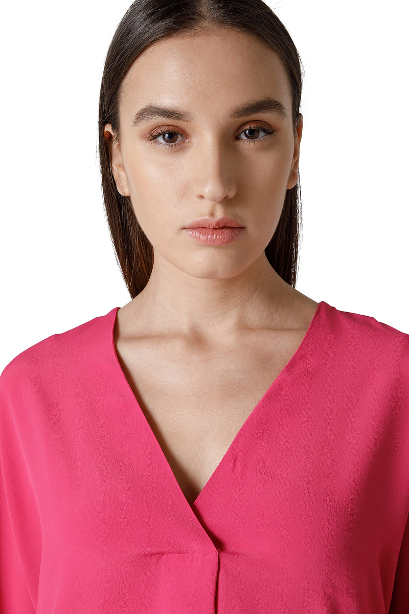BLUSA IN MISTO SETA TINTA UNITA