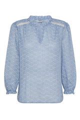 CAMICIA M.7/8 SCOLLO A V CON ROUCHES INSERTO PIZZO