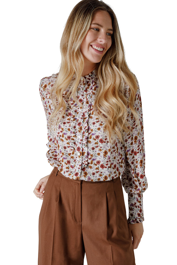 CAMICIA MANICA LUNGA AMPIA COLLO FASCETTA CON ROUC