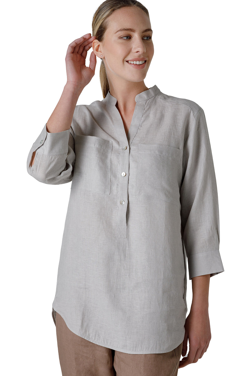 CAMICIONE MANICA 3/4 COLLO COREANA CON TASCHINI