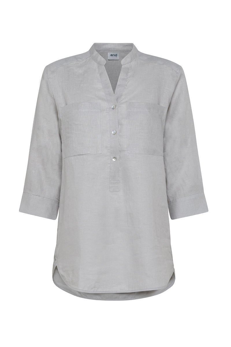 CAMICIONE MANICA 3/4 COLLO COREANA CON TASCHINI
