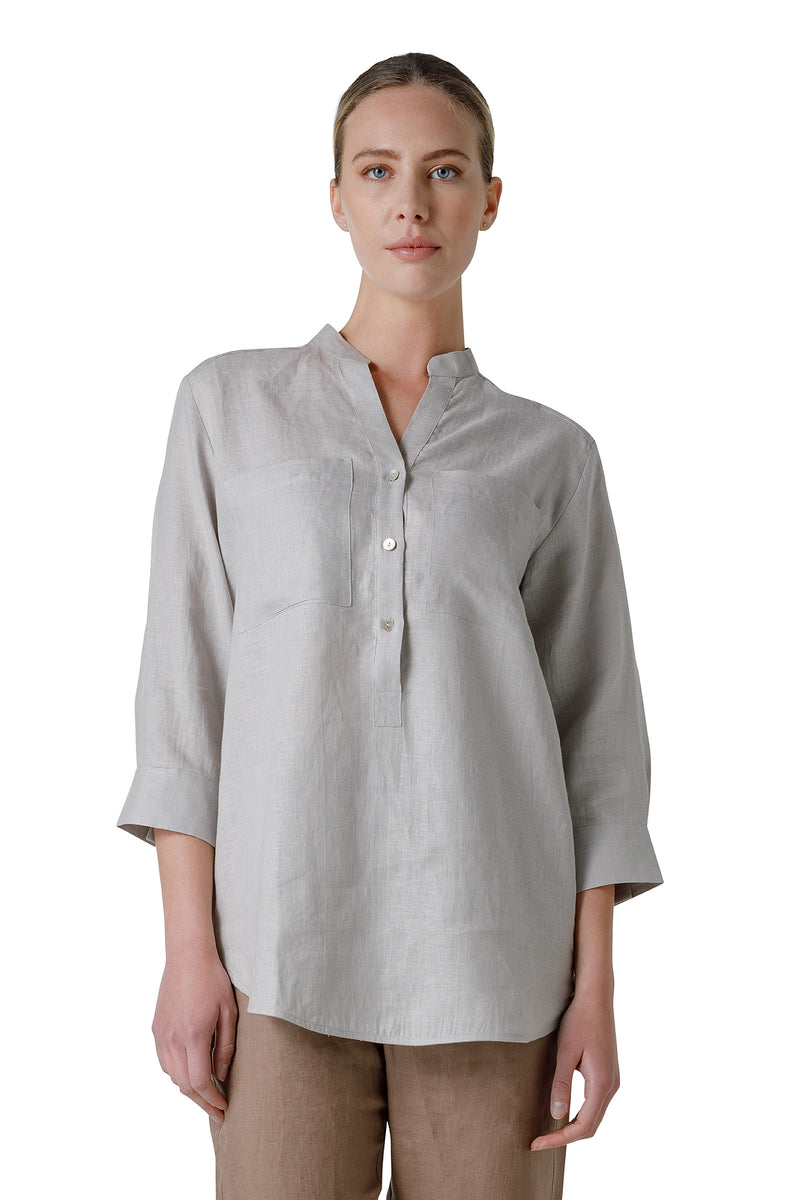 CAMICIONE MANICA 3/4 COLLO COREANA CON TASCHINI