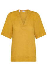 BLUSA MEZZA MANICA SCOLLO A V CON SPACCHI AL FONDO