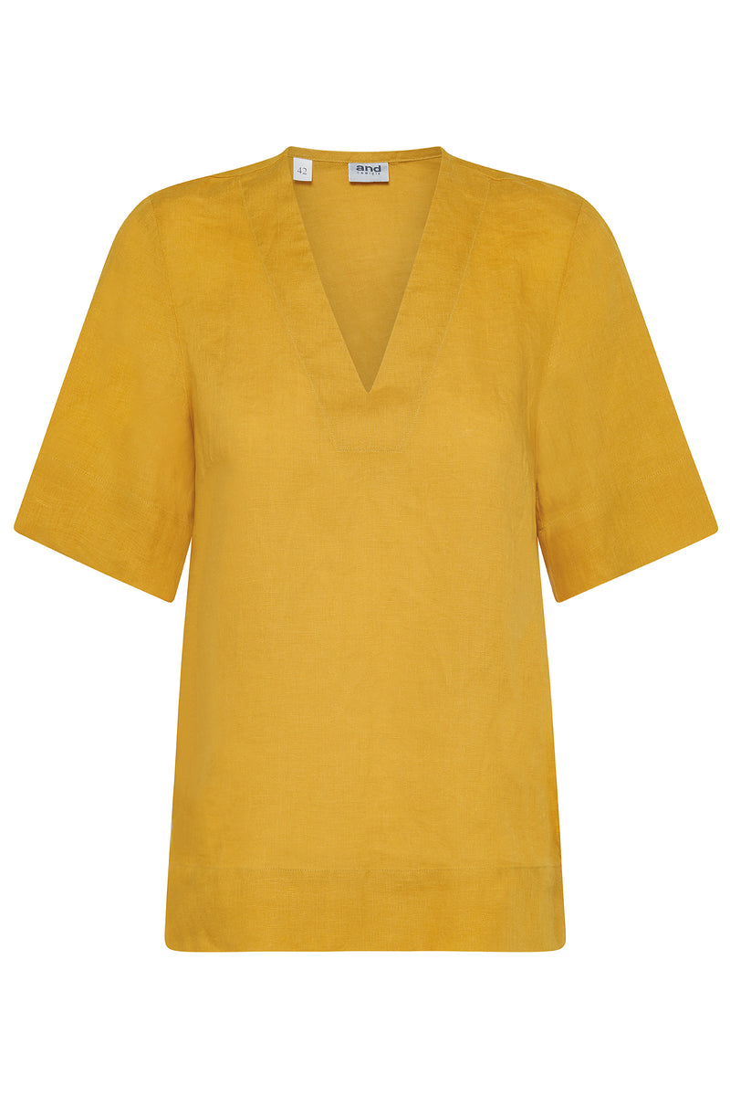 BLUSA MEZZA MANICA SCOLLO A V CON SPACCHI AL FONDO