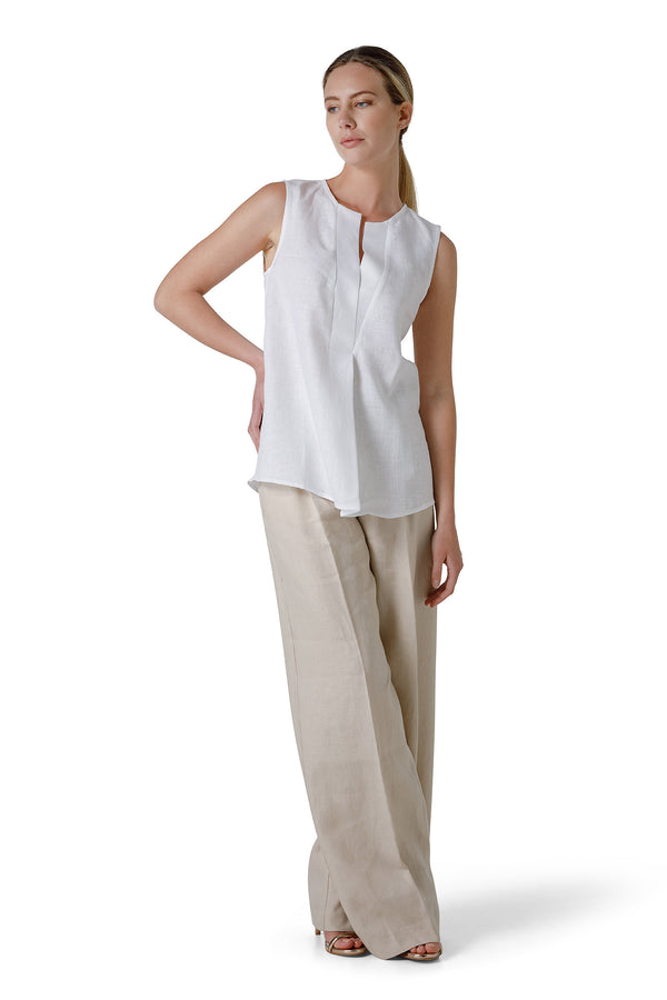 SLEEVELESS LINEN BLOUSE