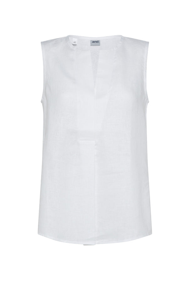 SLEEVELESS LINEN BLOUSE