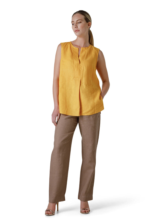 SLEEVELESS LINEN BLOUSE